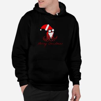 Cute Octopus With Santa Clause Hat And Beard Christmas Hoodie - Seseable
