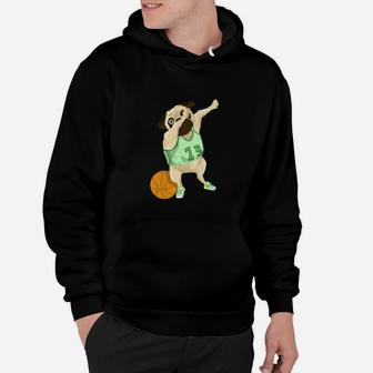 Dabbing Basketball Pug Funny Sports Lover Graphic Hoodie - Seseable