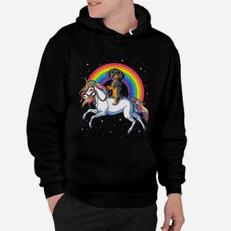 Dachshund Unicorn Space Galaxy Rainbow Dog Hoodie - Seseable