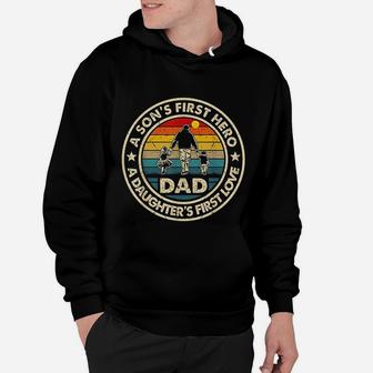 Dad A Sons First Hero A Daughters First Love Fathers Day Hoodie - Seseable