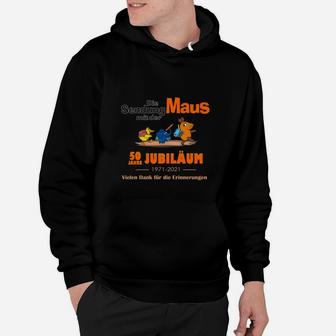 Die Maus 50 Jahre Jubiläum Hoodie, Schwarzes Tee 1971-2021 - Seseable