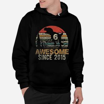 Dinosaur 6 Year Old Boy Kids Awesome Since 2015 Hoodie - Seseable