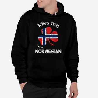 Distress Kiss Me Im Norwegian St Patricks Day Gift Hoodie - Seseable