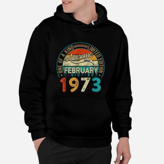 Distressed Vintage Awesome Since February 1973 49th Years Old Hoodie - Seseable
