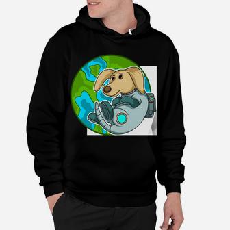 Dog Astronaut Looking Earth From Space Cartoon Pet Gift Hoodie - Seseable