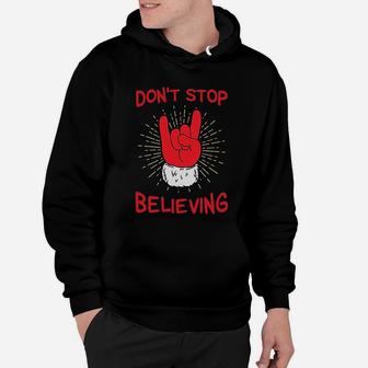 Dont Stop Believing Christmas Funny Santa Rocker Hoodie - Seseable