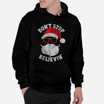 Dont Stop Believing Santa Cool Glasses Christmas Hoodie | Seseable UK