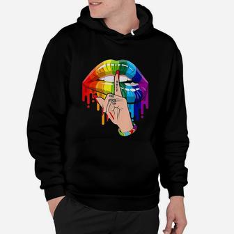 Dripping Rainbow Lips Hand Gay Pride Lgbt Hoodie - Seseable