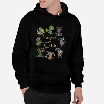 Dungeons And Cats Funny Cute Tabletop Gaming Geek Roleplay Hoodie - Seseable