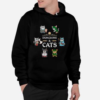 Dungeons And Cats Rpg D20 Fantasy Roleplaying Gamers Gift Hoodie - Seseable