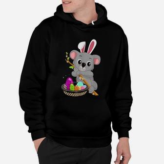 Easter Koala Bear Holiday Bunny Ears And Colored Eggs Hoodie - Seseable