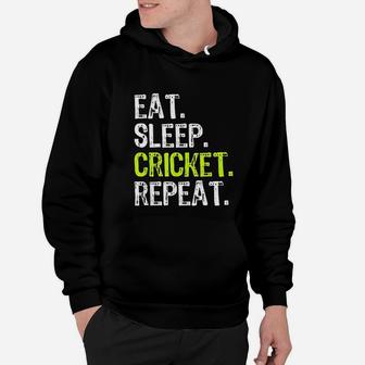 Eat Sleep Cricket Repeat Funny Player Lover Fan Gift Hoodie - Seseable