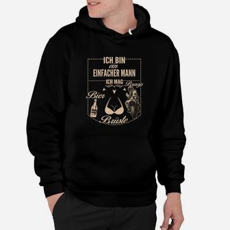 Einfacher Mann Hoodie mit Bier, Brüste & Grill-Motiven - Seseable