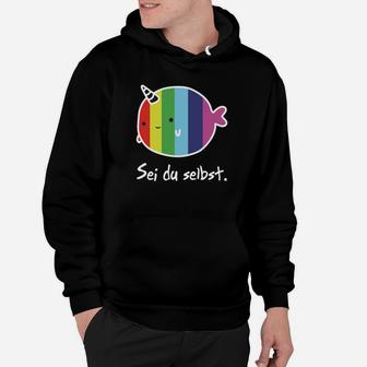 Einhorn Fisch Schwarzes Hoodie - Sei Du Selbst Motiv - Seseable