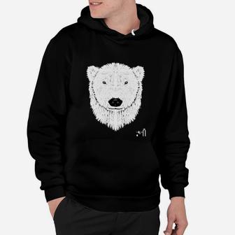 Eisbär-Grafik Hoodie in Schwarz, Hoodie mit Tiermotiv - Seseable