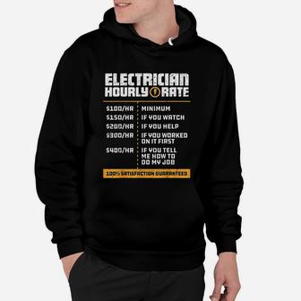 Electrician Hourly Rate Funny Lineman Dad Vintage Gifts Hoodie - Seseable