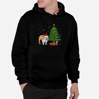 English Bulldog Christmas Tree Dog Lover Shirt Gift Hoodie - Seseable