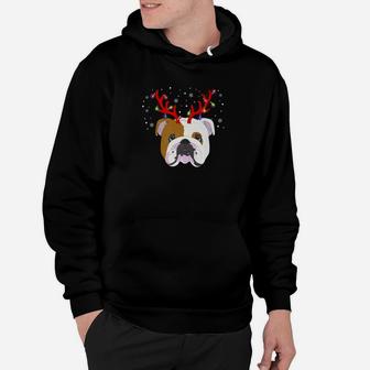 English Bulldog Reindeer Reindeer Antlers Christmas Hoodie | Seseable CA
