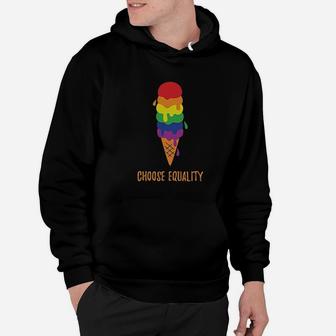 Equality Rainbow Gay And Lesbian Ice Cream Pride Flag Hoodie - Seseable