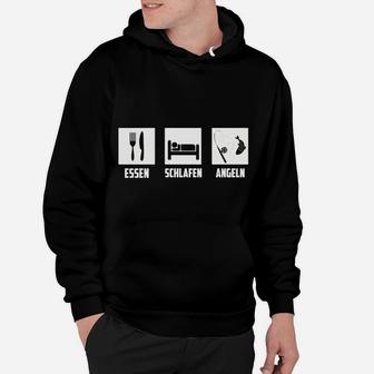 Essen Schlafen Angeln limiterte Auflage Hoodie - Seseable