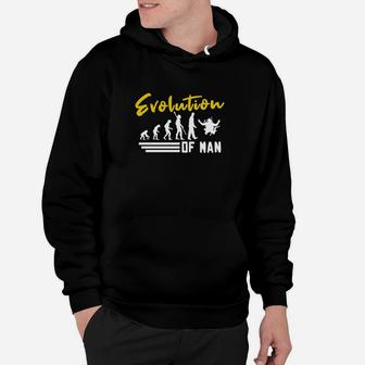 Evolution des Menschen Schwarzes Hoodie mit Witziger Grafik - Seseable