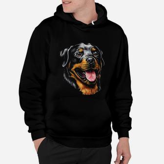Face Portrait Watercolor Painting Rott Cool Gift Rottweiler Hoodie - Seseable