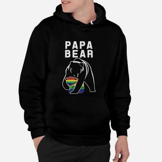 Father Day Gift Papa Bear Lgbt Pride Hoodie - Seseable