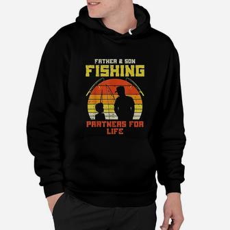 Father Son Fishing Partners For Life Retro Matching Dad Hoodie - Seseable