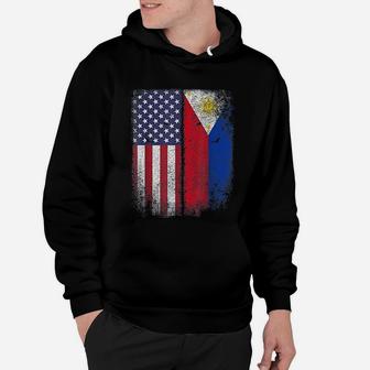 Filipino Roots American Grown Philippines Usa Flag America Hoodie - Seseable