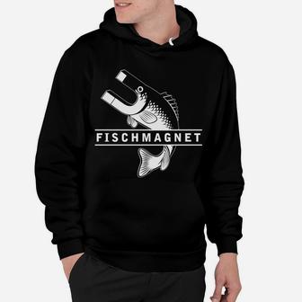 Fischmagnet Angler-Hoodie, Schwarz mit Magnet & Fisch Design - Seseable