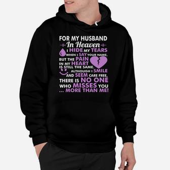 For My Husband In Heaven Miss You More Than Me Tshirt Hoodie - Seseable