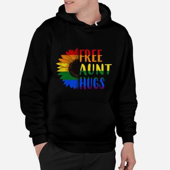 Free Aunt Hugs Lgbt Pride Flag Sunflower 2020 Hoodie - Seseable