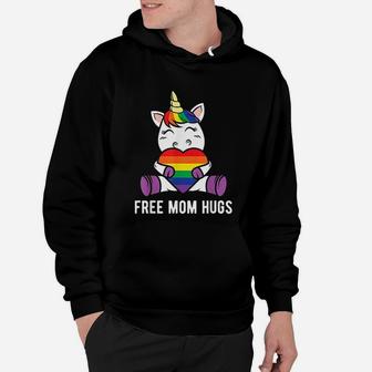 Free Mom Hugs Funny Unicorn Gay Lgbt Pride Month Hoodie - Seseable