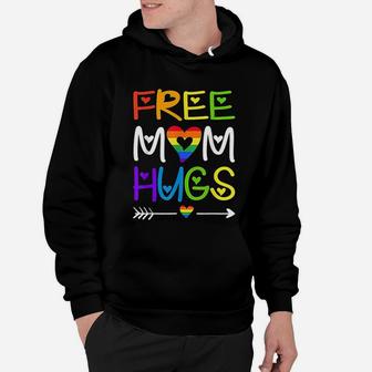 Free Mom Hugs Rainbow Heart Lgbt Pride Month Hoodie - Seseable