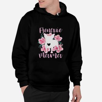 Frenchie Mama French Bulldog Pink Flowers Hoodie - Seseable