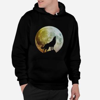 Full Moon Wolf Colorful Halloween Howling Wolf Hoodie - Seseable