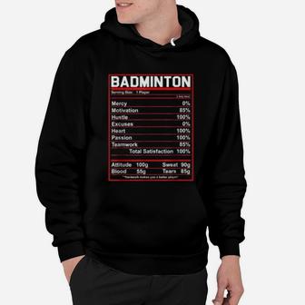Funny Badminton Nutrition Facts Shuttlecock Hoodie - Seseable