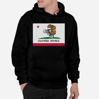 Funny California Flag Style Bear Wheelie T-shirt Hoodie - Seseable