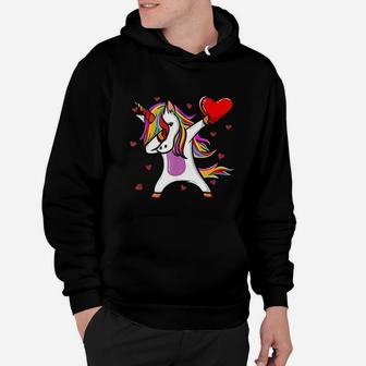 Funny Dabbing Unicorn Heart Valentines Day Gift Hoodie - Seseable