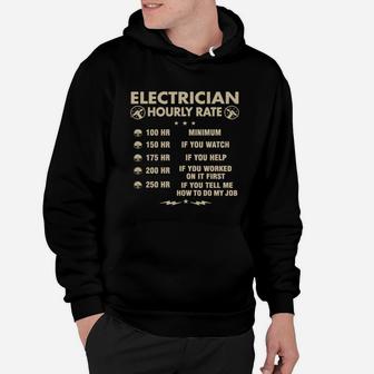 Funny Electrician Shirts - Electrician Hourly Rate Hoodie - Seseable