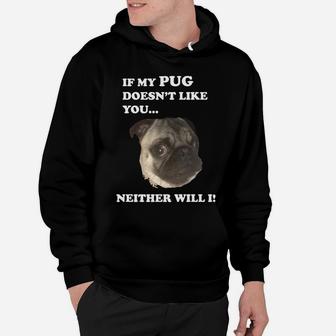 Funny If My Pug Doesnt Like You Neither Will I Hoodie - Seseable
