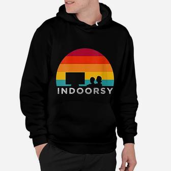 Funny Indoorsy Outdoorsy Ironic Nature Watching Tv Meme Gift Hoodie - Seseable