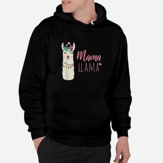 Funny Mama Llama Boho Flowers Pink Heart Hoodie - Seseable