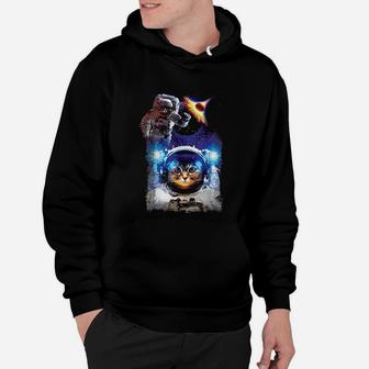 Funny Space Cat Astronaut Galaxy Hoodie - Seseable