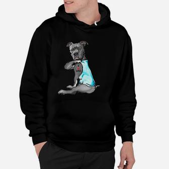 Funny Women Gifts Dog Pitbull I Love Dad Tattoo Gift Hoodie - Seseable