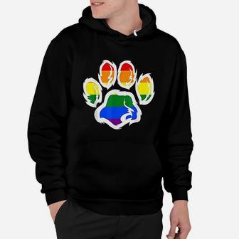 Furry Pride Rainbow Fursuit Dog Paw Print Lgbt Hoodie - Seseable