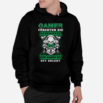 Gamer-Apokalypse Hoodie, Schwarzes mit Spruch & Totenkopf-Design - Seseable