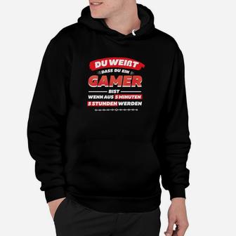 Gamer Hoodie Lustiger Spruch, 5 Minuten werden zu 5 Stunden - Schwarz - Seseable