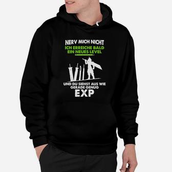 Gamer-Hoodie Neues Level EXP, Witziges Design in Schwarz - Seseable