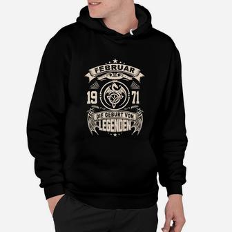 Geburt von Legenden 1971 Hoodie, Vintage Februar Geburtstag - Seseable